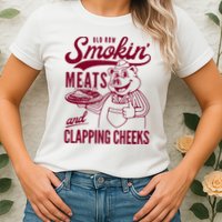 Old Row Smokin Meats And Clapping Cheeks Womens T-Shirt
