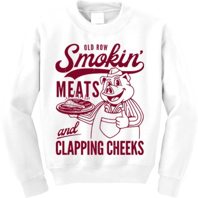 Old Row Smokin Meats And Clapping Cheeks Kids Sweatshirt