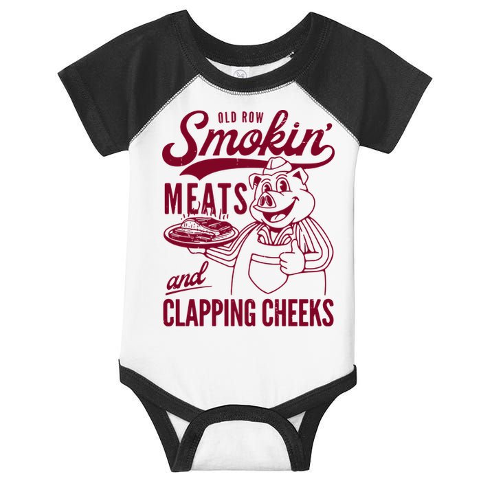Old Row Smokin Meats And Clapping Cheeks Infant Baby Jersey Bodysuit