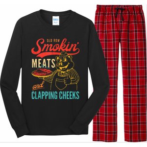 Old Row Smokin Meats And Clapping Cheeks Funny Gift Long Sleeve Pajama Set