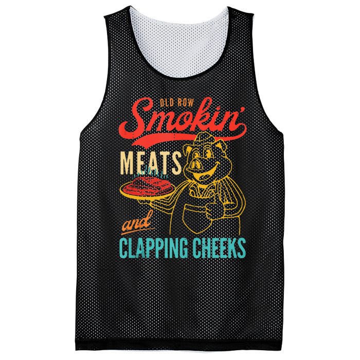 Old Row Smokin Meats And Clapping Cheeks Funny Gift Mesh Reversible Basketball Jersey Tank