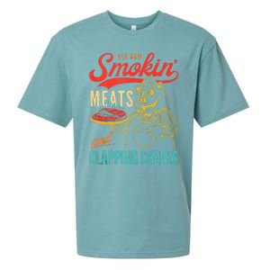 Old Row Smokin Meats And Clapping Cheeks Funny Gift Sueded Cloud Jersey T-Shirt