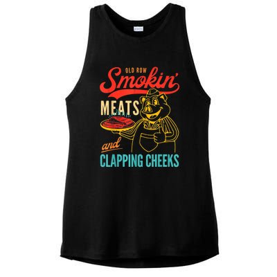 Old Row Smokin Meats And Clapping Cheeks Ladies PosiCharge Tri-Blend Wicking Tank