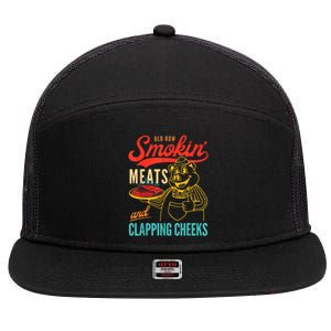 Old Row Smokin Meats And Clapping Cheeks 7 Panel Mesh Trucker Snapback Hat