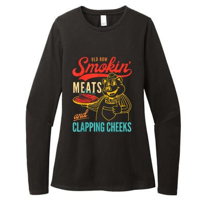 Old Row Smokin Meats And Clapping Cheeks Womens CVC Long Sleeve Shirt