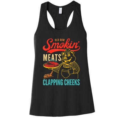 Old Row Smokin Meats And Clapping Cheeks Women's Racerback Tank