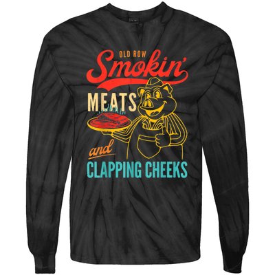 Old Row Smokin Meats And Clapping Cheeks Tie-Dye Long Sleeve Shirt