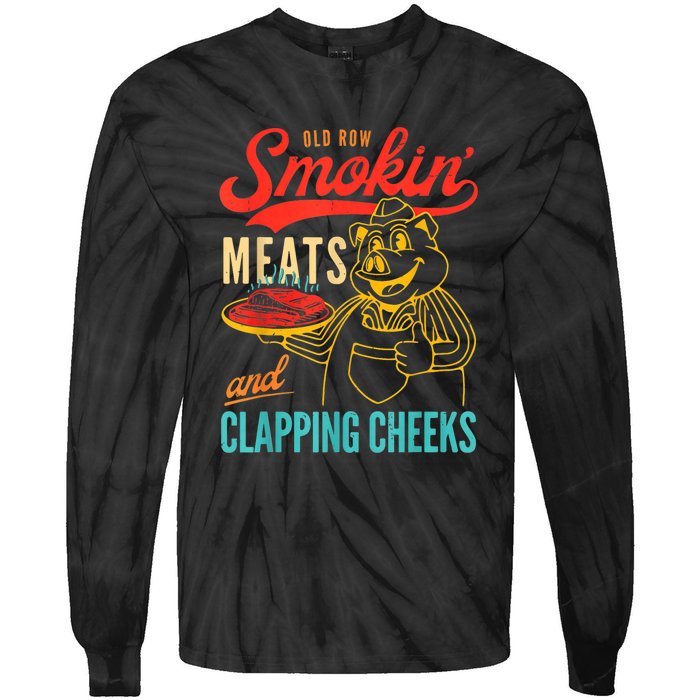 Old Row Smokin Meats And Clapping Cheeks Tie-Dye Long Sleeve Shirt