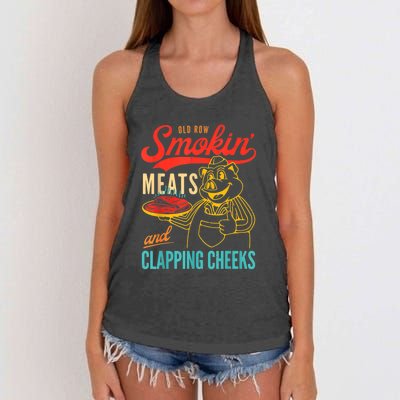 Old Row Smokin Meats And Clapping Cheeks Women's Knotted Racerback Tank