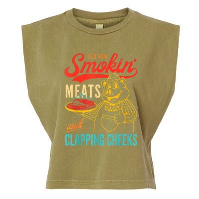 Old Row Smokin Meats And Clapping Cheeks Garment-Dyed Women's Muscle Tee