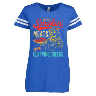 Old Row Smokin Meats And Clapping Cheeks Enza Ladies Jersey Football T-Shirt