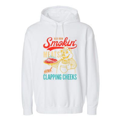 Old Row Smokin Meats And Clapping Cheeks Garment-Dyed Fleece Hoodie