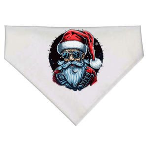 Old Rocker Santa Claus Rock N Roll Metal Christmas Cool Gift USA-Made Doggie Bandana