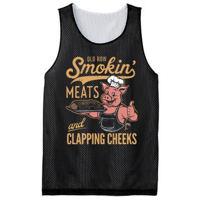 Old Row Smokin Meats And Clapping Cheeks Funny Mesh Reversible Basketball Jersey Tank