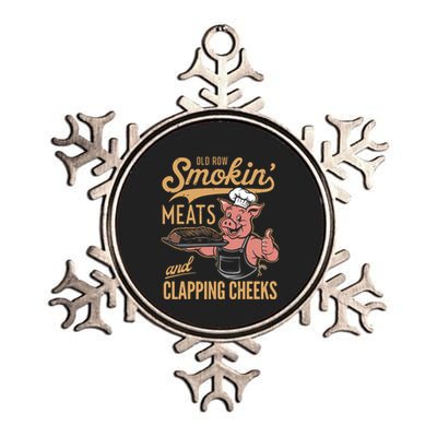 Old Row Smokin Meats And Clapping Cheeks Funny Metallic Star Ornament