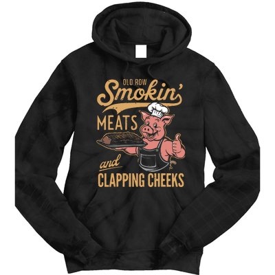 Old Row Smokin Meats And Clapping Cheeks Funny Tie Dye Hoodie