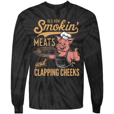 Old Row Smokin Meats And Clapping Cheeks Funny Tie-Dye Long Sleeve Shirt