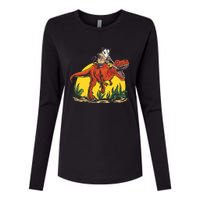 Opossum Riding T Rex Dinosaur Womens Cotton Relaxed Long Sleeve T-Shirt