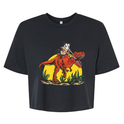 Opossum Riding T Rex Dinosaur Bella+Canvas Jersey Crop Tee