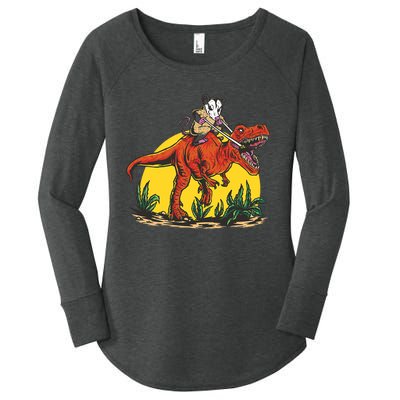 Opossum Riding T Rex Dinosaur Women's Perfect Tri Tunic Long Sleeve Shirt