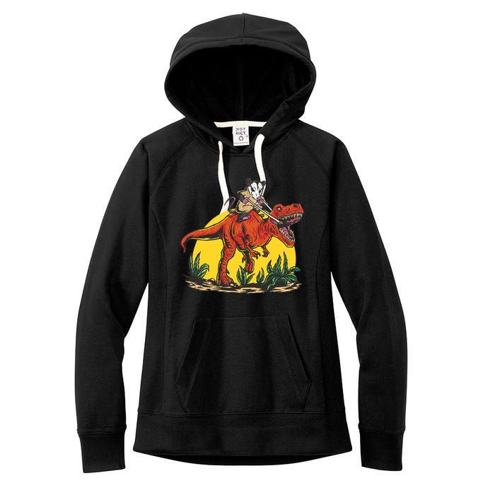 Opossum Riding T Rex Dinosaur Women's Fleece Hoodie