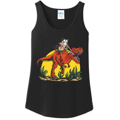 Opossum Riding T Rex Dinosaur Ladies Essential Tank