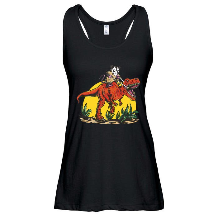 Opossum Riding T Rex Dinosaur Ladies Essential Flowy Tank