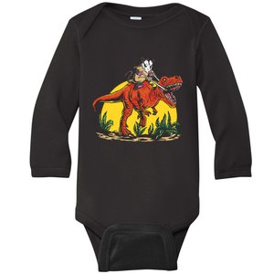 Opossum Riding T Rex Dinosaur Baby Long Sleeve Bodysuit