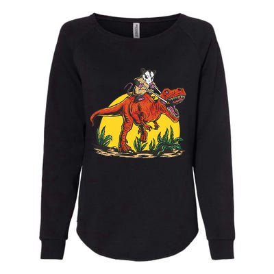 Opossum Riding T Rex Dinosaur Womens California Wash Sweatshirt