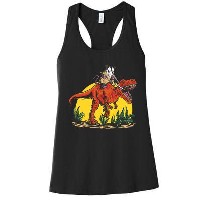 Opossum Riding T Rex Dinosaur Women's Racerback Tank