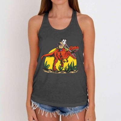 Opossum Riding T Rex Dinosaur Women's Knotted Racerback Tank