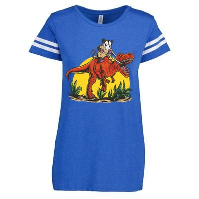 Opossum Riding T Rex Dinosaur Enza Ladies Jersey Football T-Shirt