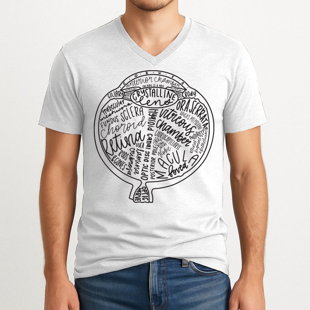Optometrist Retina Tech Eyeball Anatomy Optician Eye Doctor V-Neck T-Shirt