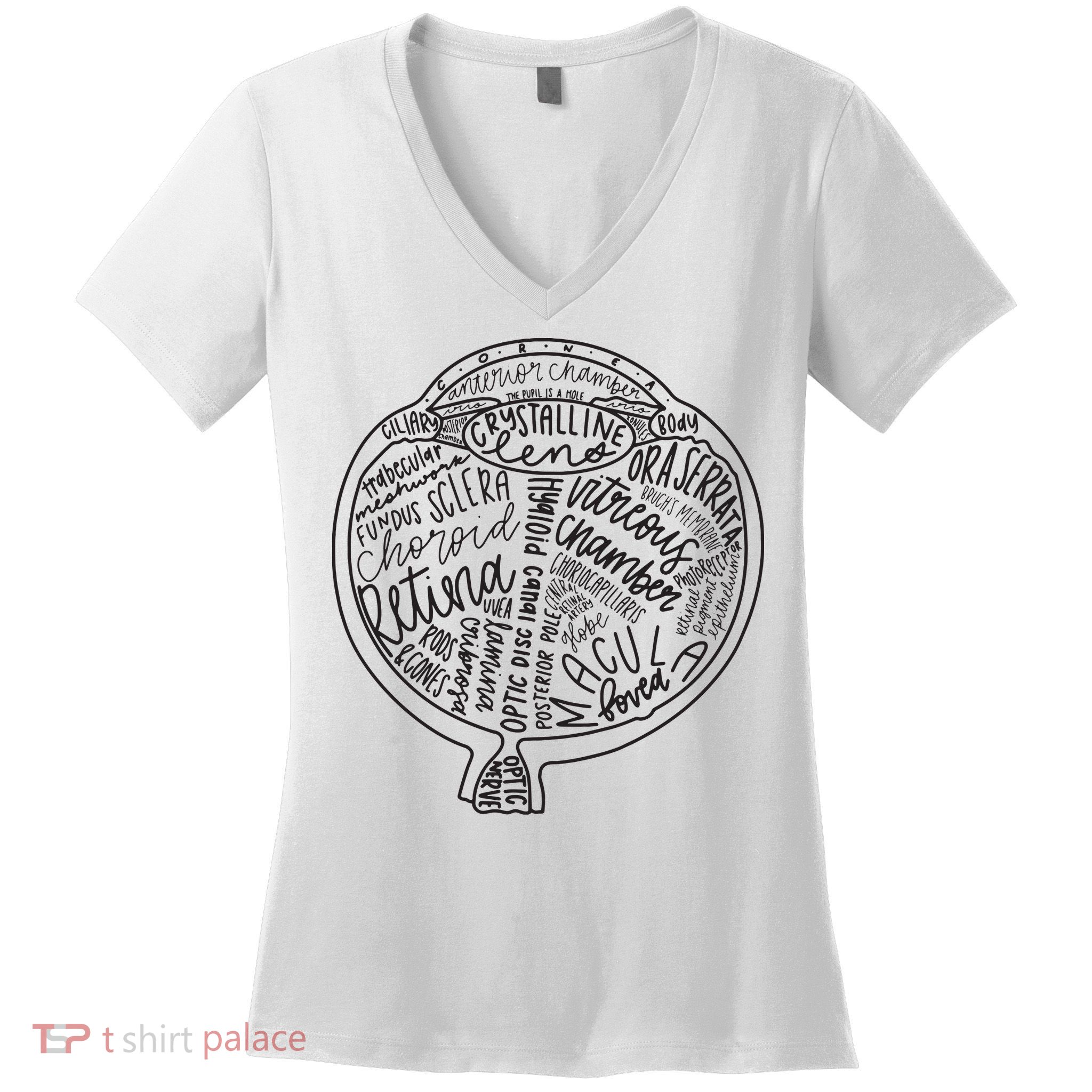 Optometrist Retina Tech Eyeball Anatomy Optician Eye Doctor Women's V-Neck T-Shirt