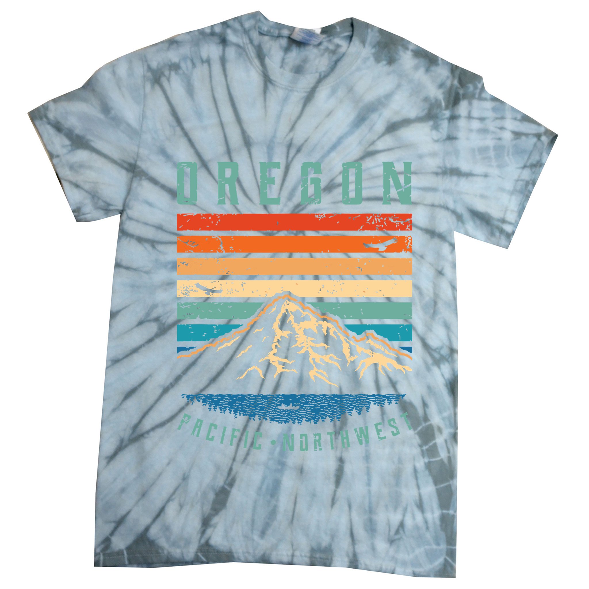 Oregon Retro T Vintage Portland Home State Mountains Tie-Dye T-Shirt