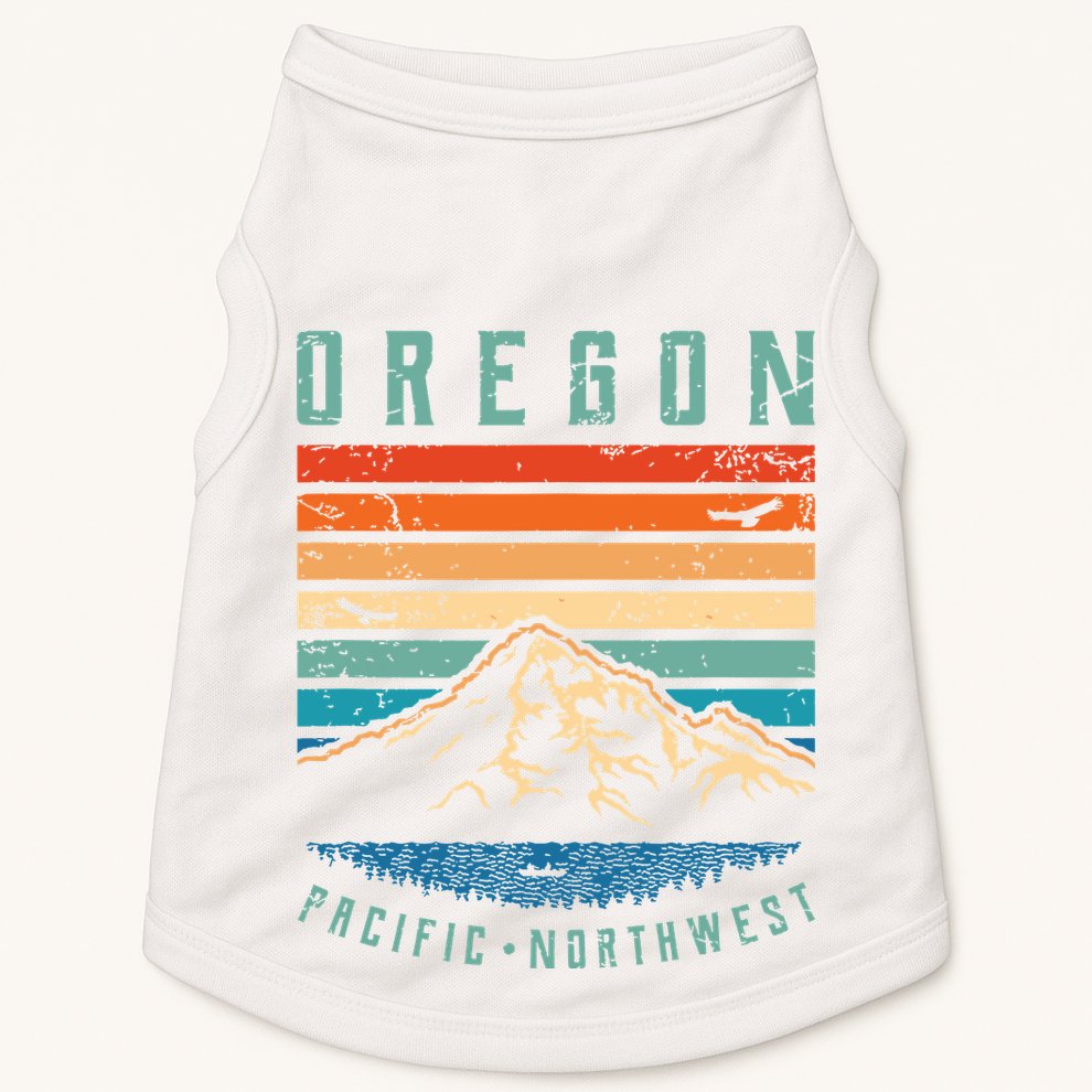 Oregon Retro T Vintage Portland Home State Mountains Doggie Tank