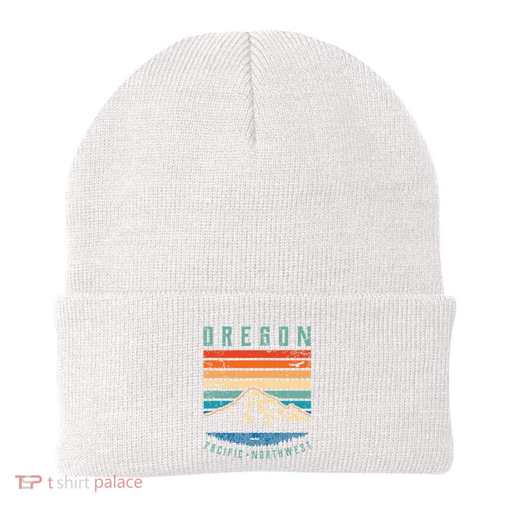 Oregon Retro T Vintage Portland Home State Mountains Beanie