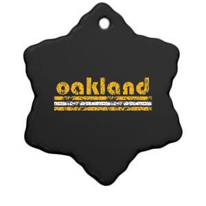 Oakland Retro Three Stripe Weathered Green Ceramic Star Ornament