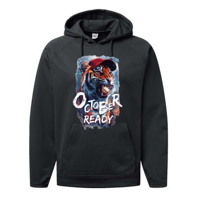 October Ready Tiger Baseball Sports Playoffs Performance Fleece Hoodie