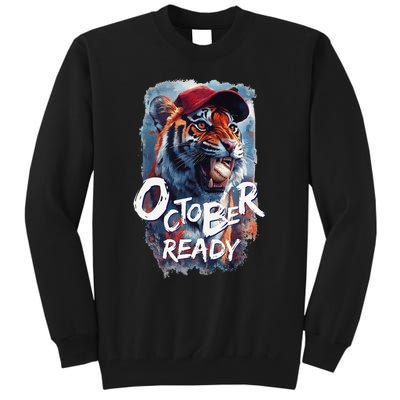 October Ready Tiger Baseball Sports Playoffs Tall Sweatshirt