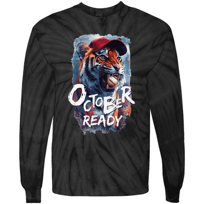 October Ready Tiger Baseball Sports Playoffs Tie-Dye Long Sleeve Shirt