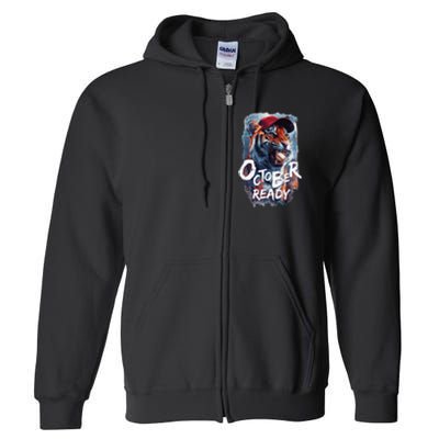 October Ready Tiger Baseball Sports Playoffs Full Zip Hoodie