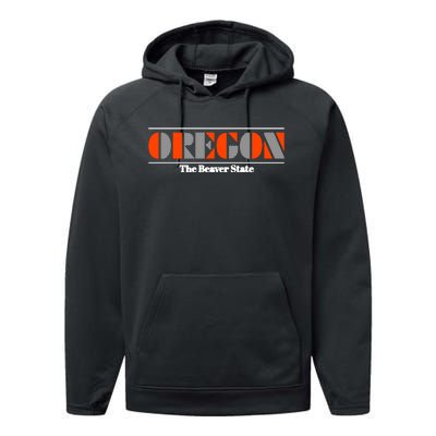 Oregon Retro The Beaver State Logo Performance Fleece Hoodie