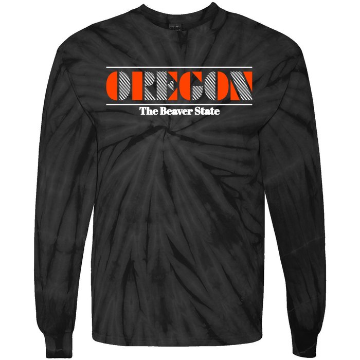 Oregon Retro The Beaver State Logo Tie-Dye Long Sleeve Shirt