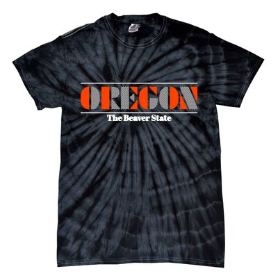 Oregon Retro The Beaver State Logo Tie-Dye T-Shirt