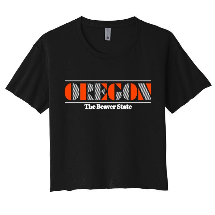Oregon Retro The Beaver State Logo Women's Crop Top Tee