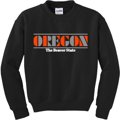 Oregon Retro The Beaver State Logo Kids Sweatshirt