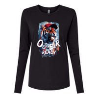 October Ready Tiger Baseball Sports Playoffs Womens Cotton Relaxed Long Sleeve T-Shirt