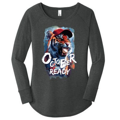 October Ready Tiger Baseball Sports Playoffs Women's Perfect Tri Tunic Long Sleeve Shirt