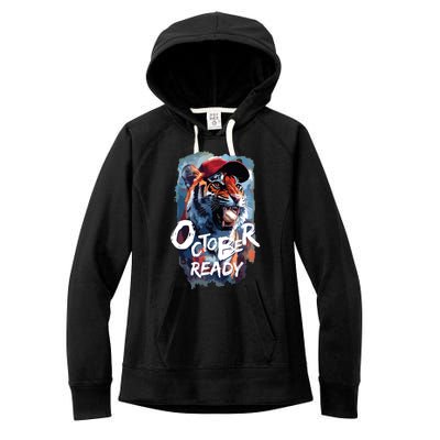 October Ready Tiger Baseball Sports Playoffs Women's Fleece Hoodie